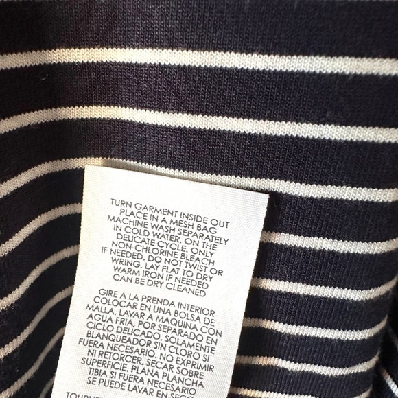 Cabi Navy White Striped Faux Wrap Midi Dress Size Small - Picture 7 of 9